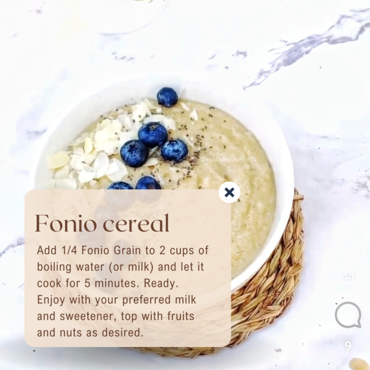 Fonio cereal recipe