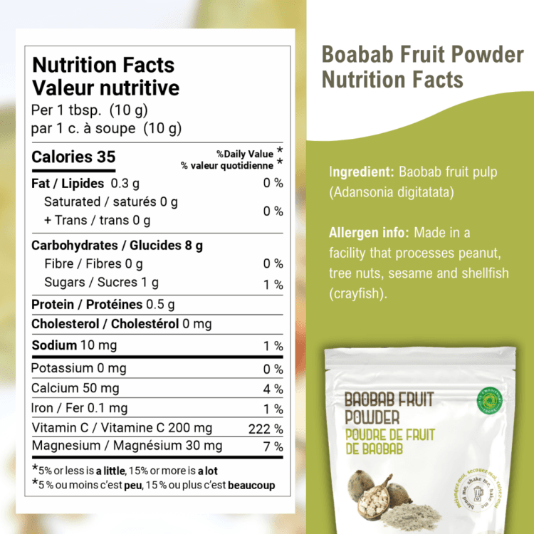 Aga's Baobab Powder nutrition facts